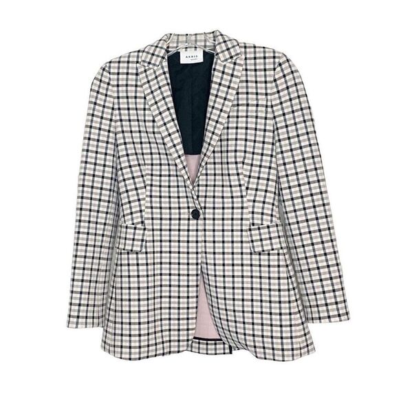 The Akris Punto Glen Check Blazer Jacket Cream Black Lavender Plaid Size 4 Small - Picture 3 of 14
